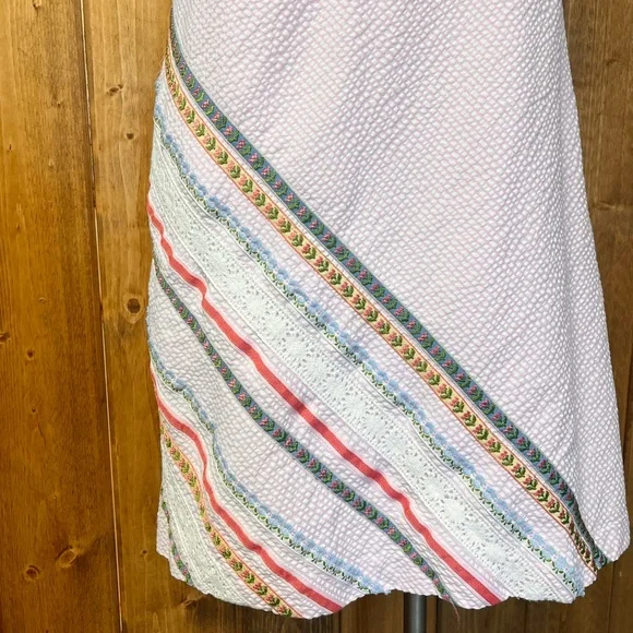 Garnet Hill 10 Pink White Seersucker Sleeveless Knee Length Dress - Picture 3 of 7